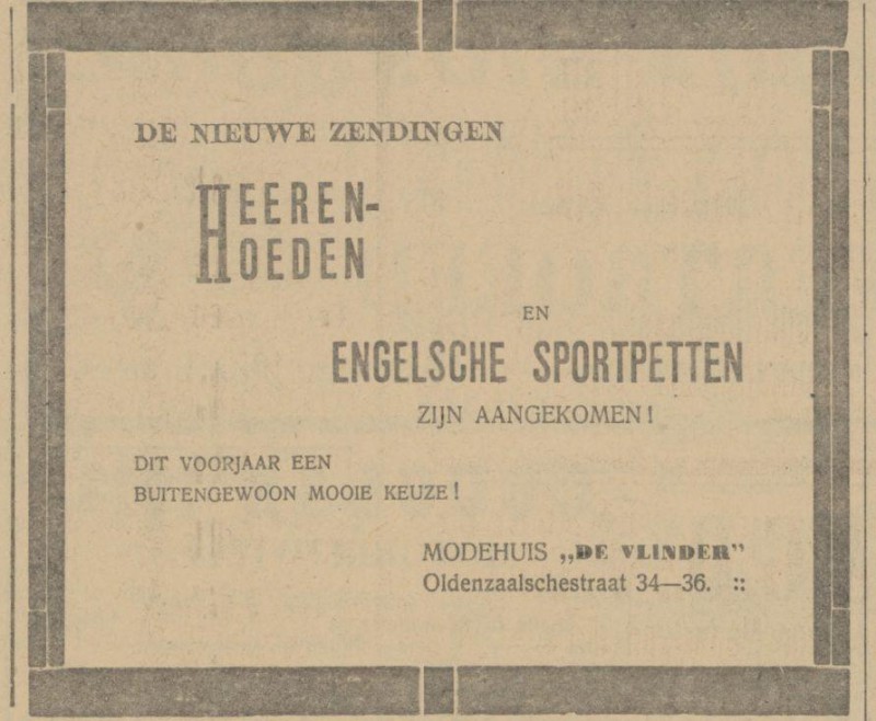 Oldenzaalsestraat 34-36 Modehuis De Vlinder advertentie Tubantia 1-3-1913.jpg
