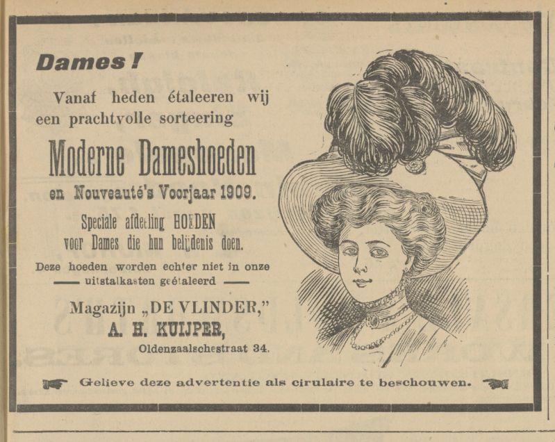 Oldenzaalsestraat 34 Magazijn De Vlinder A.H. Kuijper advertentie Tubantia 6-3-1909.jpg