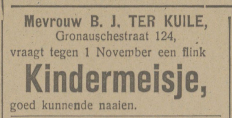Gronauschestraat 124 B.J. ter Kuile advertentie Tubantia 25-9-1917.jpg