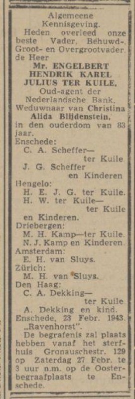 Gronausestraat 129 Ravenhorst Mr. E.H.K.J. ter Kuile overlijdensadvertentie 23-2-1943.jpg