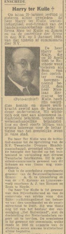 Harry ter Kuile overleden krantenbericht 13-1-1944.jpg