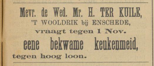 Gronauschestraatweg Huize 't Wooldrik Mevr. Wed. Mr. H. ter Kuile advertentie Tubantia 1-8-1896.jpg