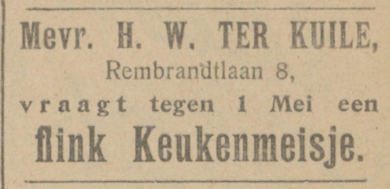 Rembrandtlaan 8 H.W. ter Kuile advertentie Tubantia 6-2-1922.jpg