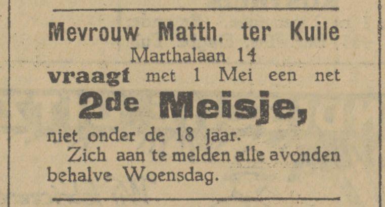 Marthalaan 14 Matthieu ter Kuile advertentie Tubantia 22-3-1927.jpg
