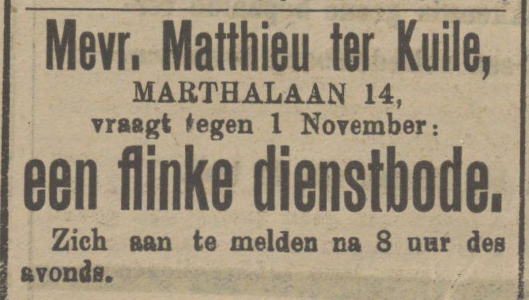 Marthalaan 14 Matthieu ter Kuile advertentie Tubantia 21-9-1911.jpg