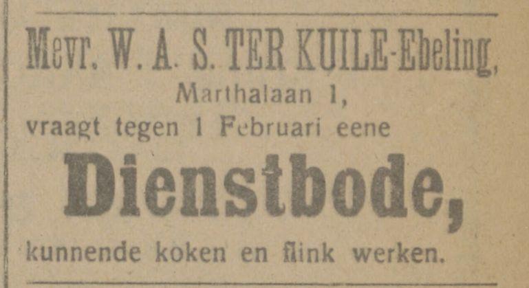 Marthalaan 1 W.A.S. ter Kuile-Ebeling advertentie Tubantia 9-12-1916.jpg