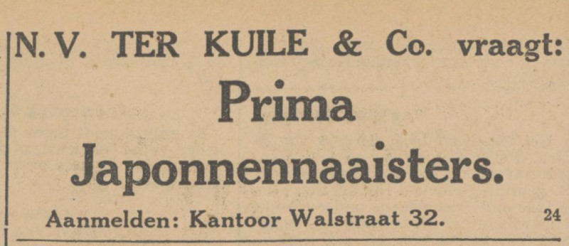 Walstraat 32 N.V. Ter Kuile & Co. advertentie Tubantia 26-6-1931.jpg