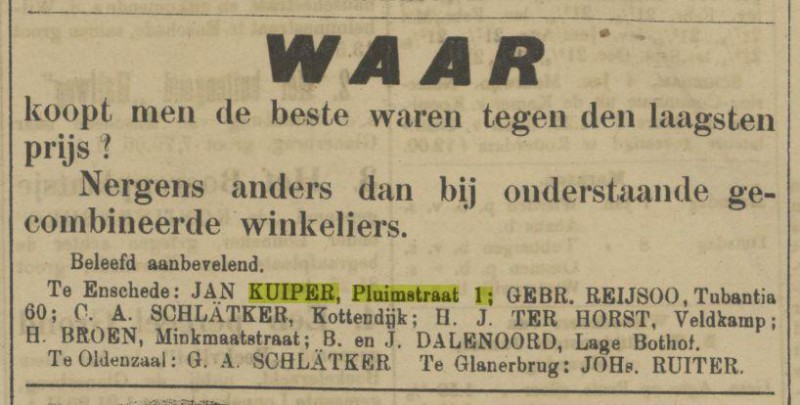Pluimstraat 1 Jan Kuiper advertentie Tubantia 5-1-1907.jpg