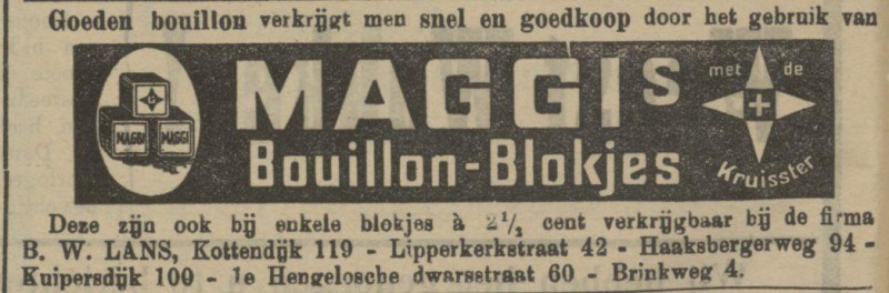 Kottendijk 119 Firma B.W. Lans advertentie Tubantia 5-11-1910.jpg