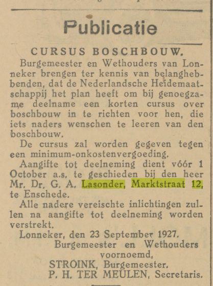 Marktstraat 12 Mr. Dr. G.A. Lasonder krantenbericht Tubantia 24-9-1927.jpg
