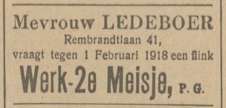 Rembrandtlaan 41 K.W. Ledeboer advertentie Tubantia 2-10-1917.jpg