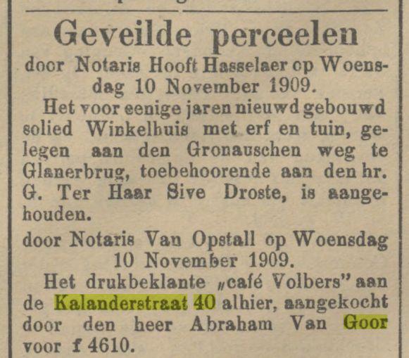 Kalanderstraat 40 van Goor krantenbericht Tubantia 11-11-1909.jpg