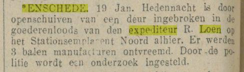 Stationsemplacement Noord Expediteur R. Loen krantenbericht 19-1-1926.jpg