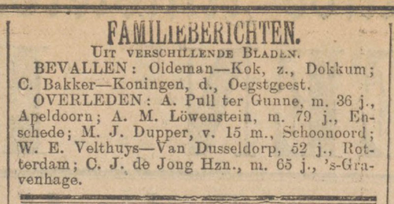 A.M. Löwenstein overlijdensadvertentie 15-7-1906.jpg
