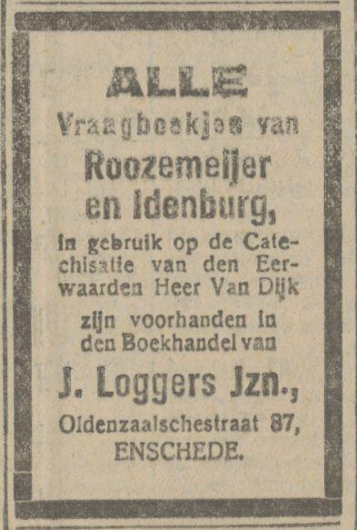 Oldenzaalsestraat 87 Boekhandel J. Loggers Jzn. advertentie Tubantia 1-7-1919.jpg