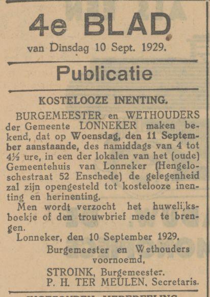 Hengelosestraat 52 Gemeentehuis Lonneker krantenbericht 10-9-1929.jpg