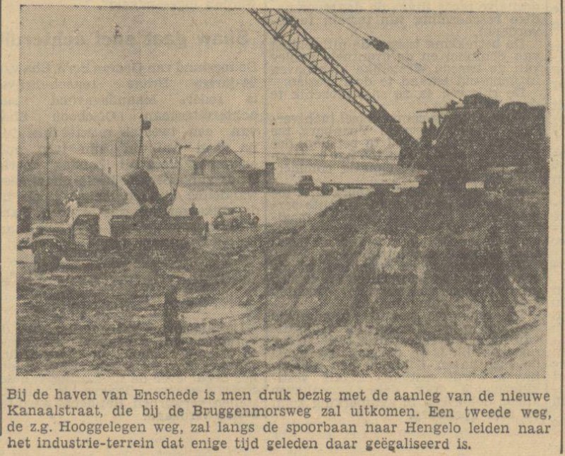Haven van Enschede aanleg Kanaalstraat. Krantenfoto 1-11-1950.jpg