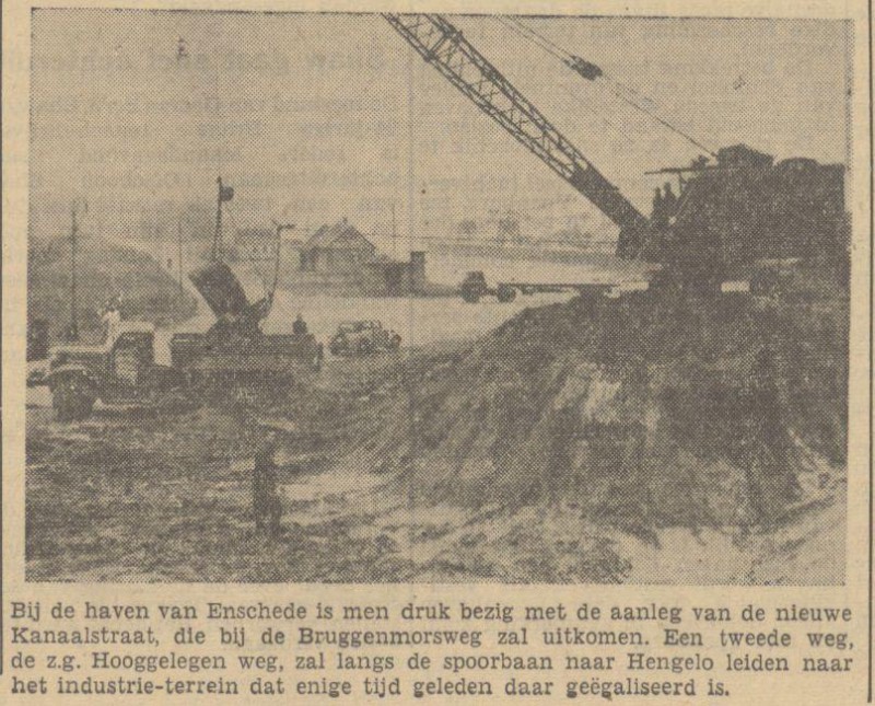 Haven van Enschede aanleg Kanaalstraat. Krantenfoto 1-11-1950.jpg