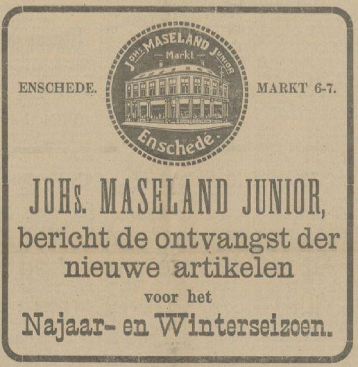 Markt 6-7 Johs. Maseland Junior advertentie Tubantia 18-9-1915.jpg