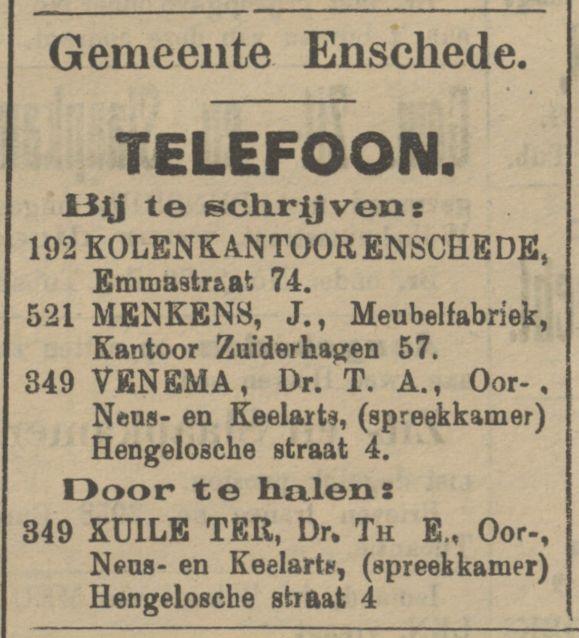 Zuiderhagen 57 Meubelfabriek J. Menkens advertentie Tubantia 17-8-1909.jpg