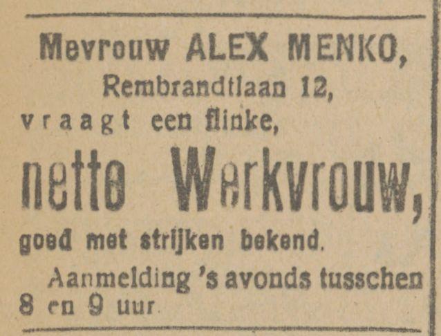 Rembrandtlaan 12 Alex Menko advertentie Tubantia 21-7-1919.jpg