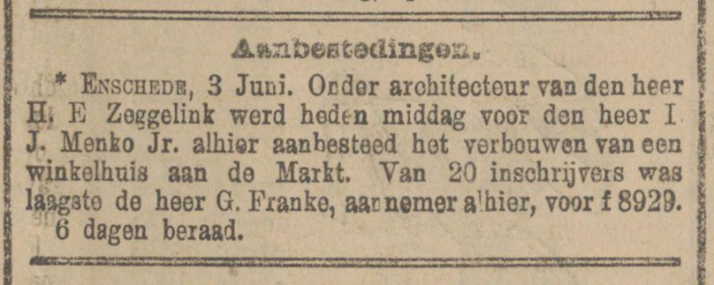 Markt 20 I.J. Menko Jr. krantenbericht Tubantia 5-6-1907.jpg