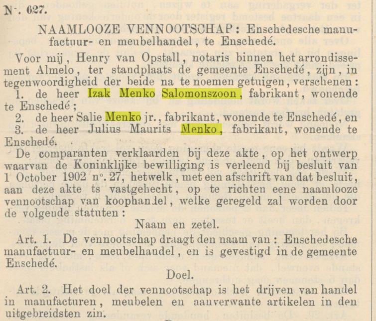Izaak Menko Salomonszoon. Nederlandsche Staatscourant 31-10-1902.jpg