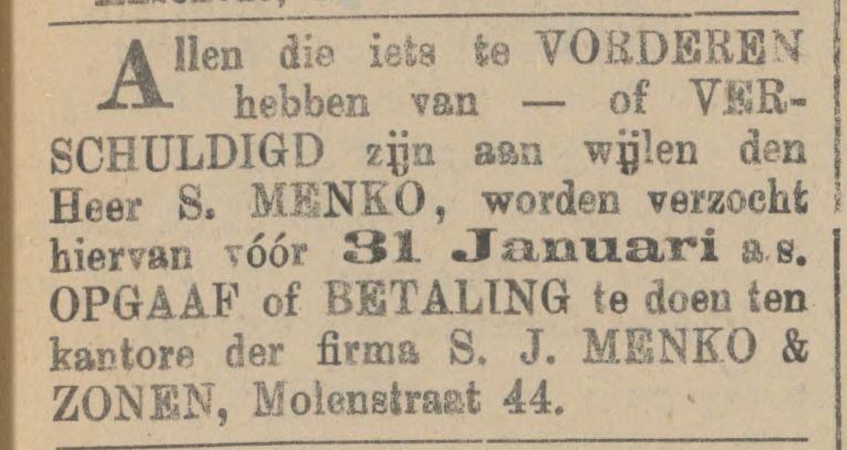 Molenstraat 44 kantoor Firma S.J. Menko & Zonen advertentie Tubantia 25-1-1910.jpg