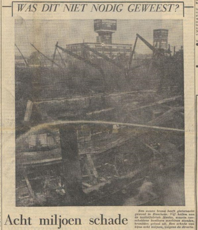 Roomweg brand textielfabriek Menko. krantenfoto Trouw 7-11-1964.jpg