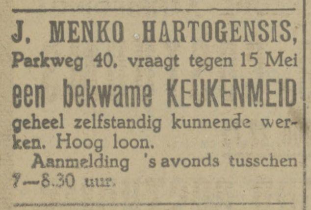 Parkweg 40 J. Menko Hartogensis advertentie Tubantia 2-4-1926.jpg