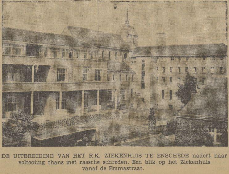 Emmastraat uitbreiding R.K. Ziekenhuis krantenfoto Tubantia  12-7-1940.jpg