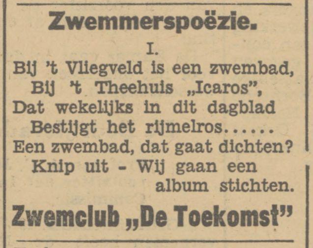Vliegveld Twente Theehuis Icaros zwemclub De Toekomst advertentie Tubantia 13-6-1933.jpg