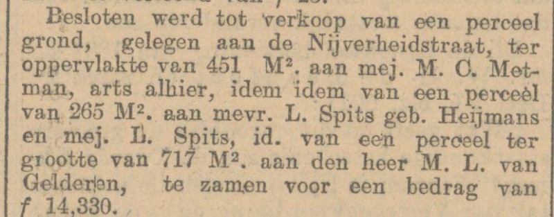 Nijverheidstraat M.C. Metman Arts krantenbericht 13-6-1907.jpg