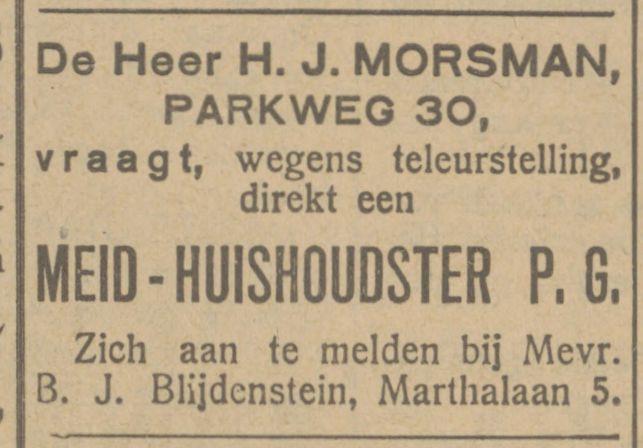 Parkweg 30 H.J. Morsman advertentie Tubantia 30-3-1925.jpg