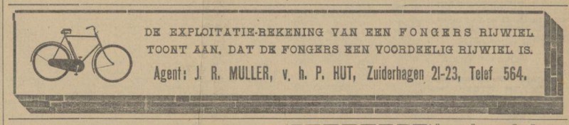 Zuiderhagen 21-23 Rijwielhandel J.R. Muller voorheen P. Hut advertentie Tubantia 25-6-1913.jpg