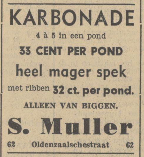 Oldenzaalsestraat 62 S. Muller advertentie Tubantia 18-11-1936.jpg