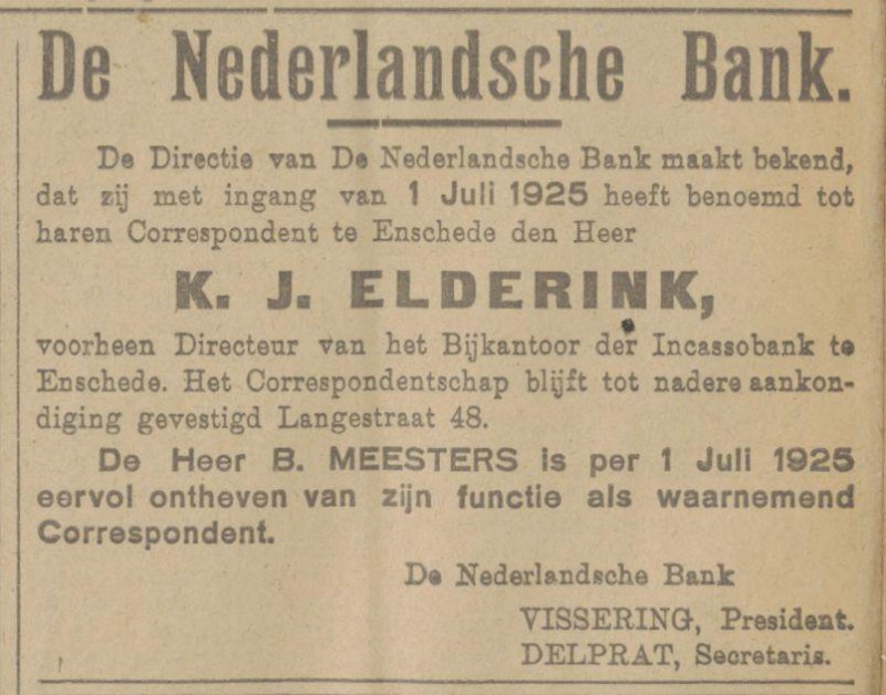 Langestraat 48 Nederlandsche Bank advertentie Tubantia 30-6-1925.jpg