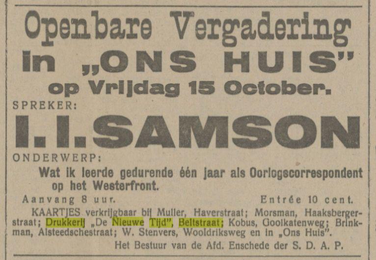Beltstraat Drukkerij De Nieuwe Tijd advertentie Tubantia 13-10-1915.jpg