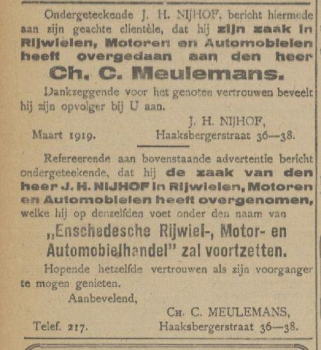 Haaksbergerstraat 36-38 J.H. Nijhof advertentie Tubantia 222-3-1919.jpg