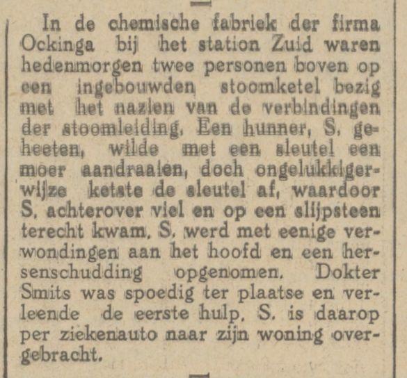 Station Zuid Chemische Fabriek Ockinga krantenbericht Tubantia 6-9-1926.jpg