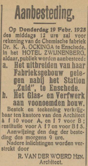 Station Zuid Chemische Fabriek Dr. K.A. Ockinga advertentie Tubantia 12-2-1925.jpg
