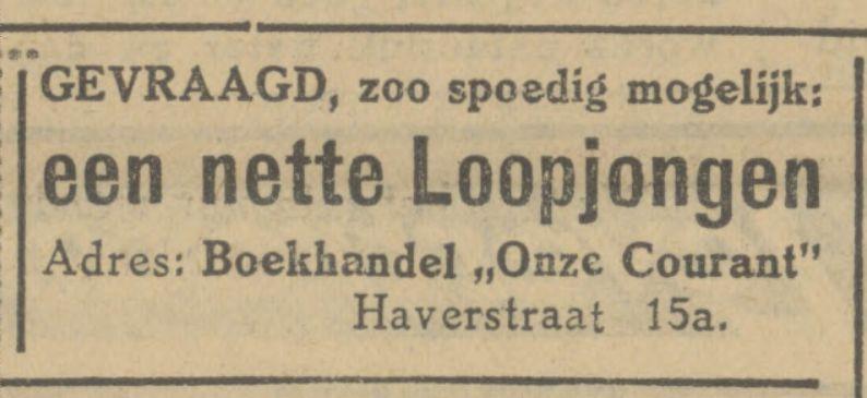Haverstraat 15a Boekhandel Onze Courant advertentie Tubantia 25-10-1927.jpg