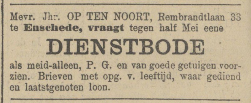 Rembrandtlaan 33 Jhr. Op ten Noort advertentie Tubantia 14-4-1915.jpg