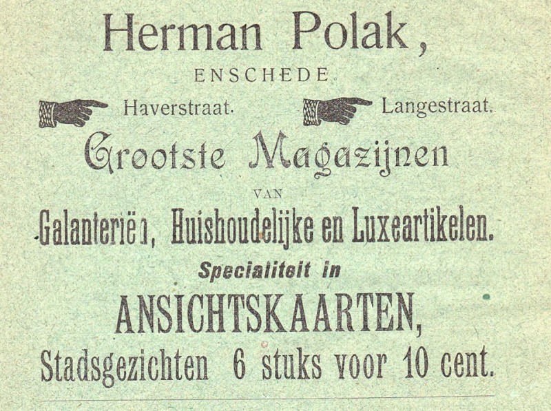 Langestraat hoek Haverstraat advertentie 1904 warenhuis Herman Polak.jpg