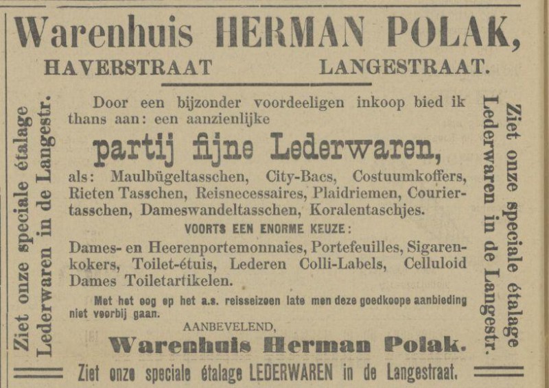 Langestraat Haverstraat Warenhuis Herman Polak advertentie Tubantia 10-7-1913.jpg