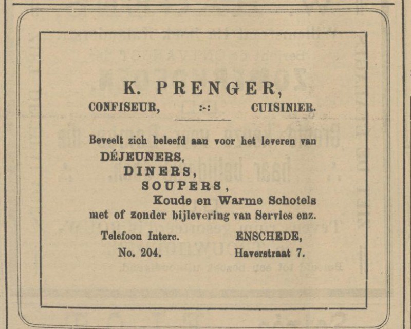 Haverstraat 7 K. Prenger confiseur cuisinier advertentie Tubantia 2-3-1911.jpg