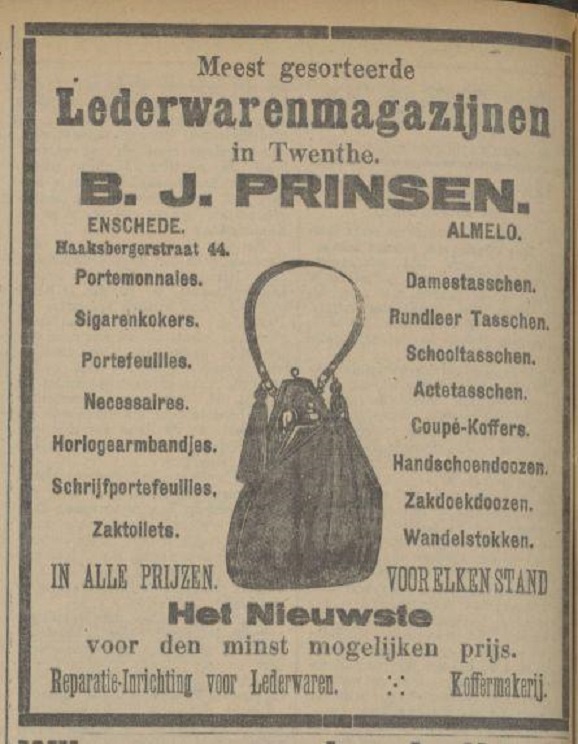 Haaksbergerstraat 44 B.J. Prinsen Lederwarenmagazijn advertentie Tubantia 13-11-1915.jpg