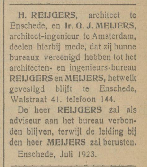Walstraat 41 H. Reijgers architect advertentie Tubantia 1-8-1923.jpg