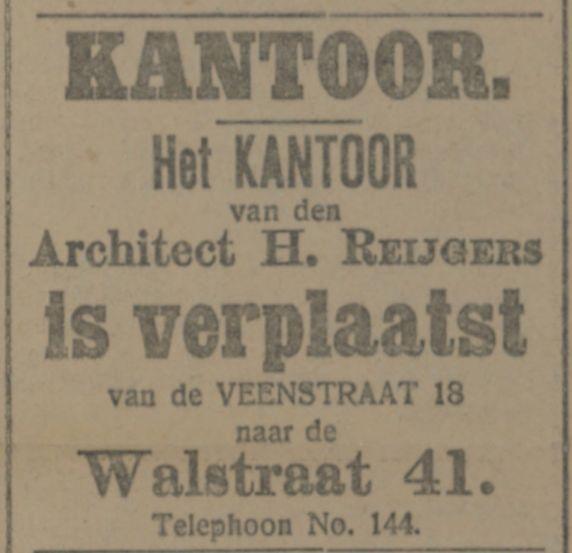 Walstraat 41 H. Reijgers architect advertentie Tubantia 28-12-1912.jpg