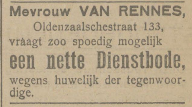 Oldenzaalsestraat 133 Mevr. van Rennes advertentie Tubantia 31-5-1924.jpg